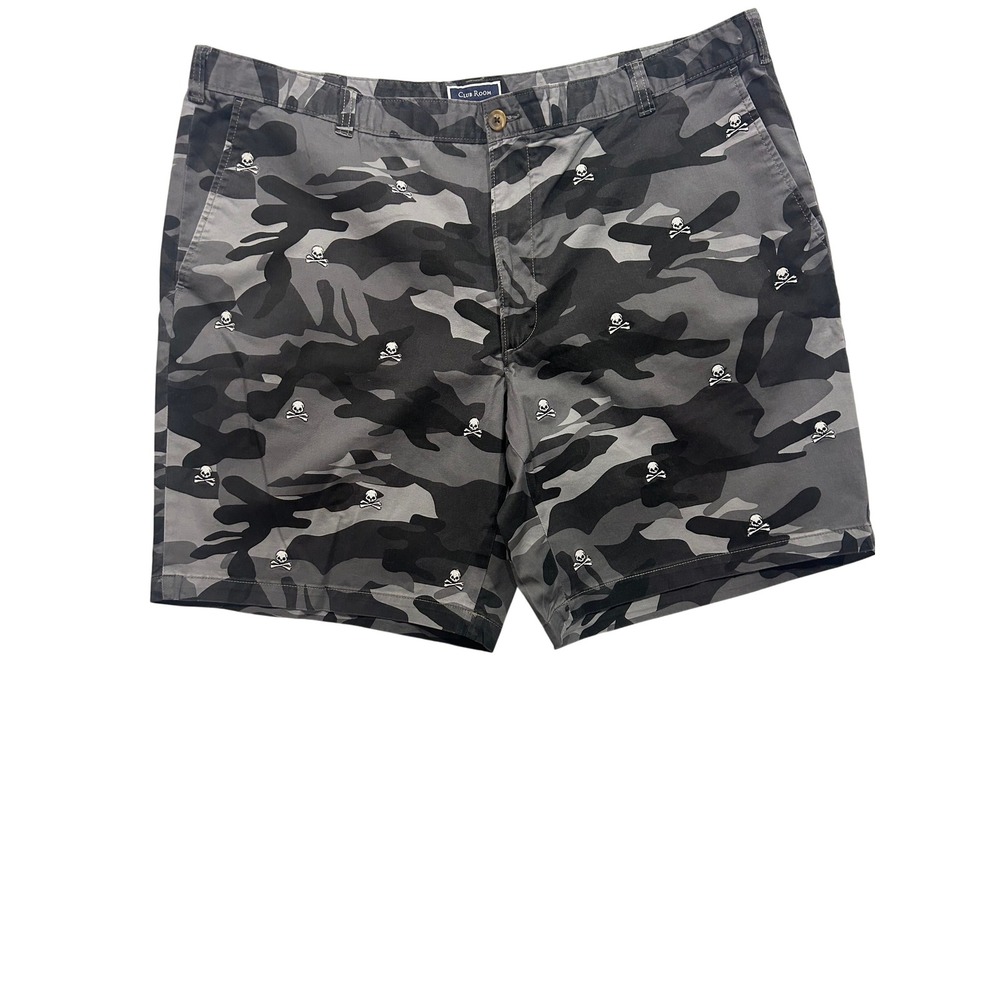 Club Room Gray Camo/Embroidered Skull and Bones Shorts‎ Size 44 (598)